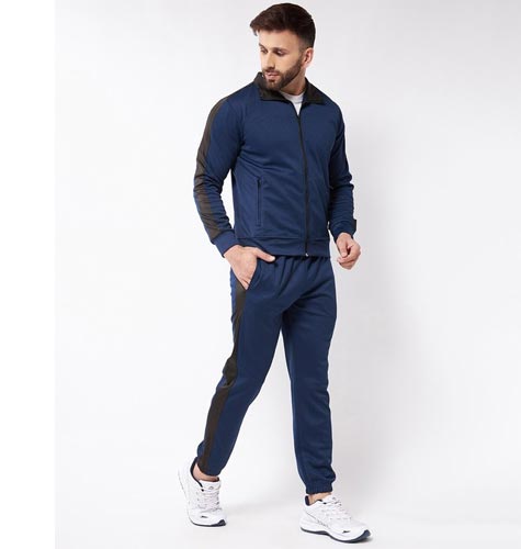 Men Blue Solid Track Suit